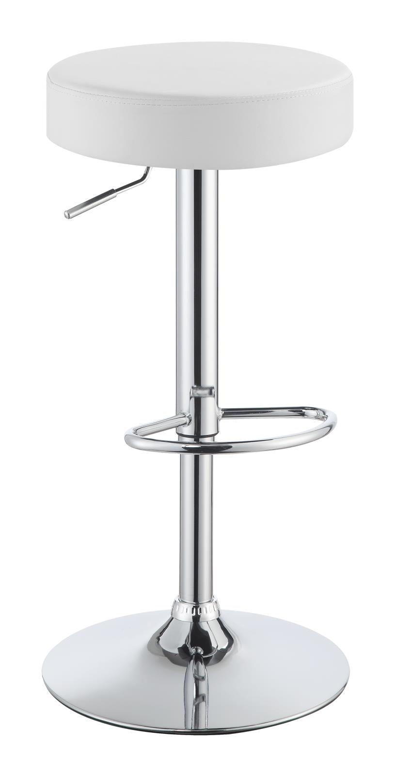 Ramses Chrome/White 29" Adjustable Bar Stool - 102550 - Bien Home Furniture & Electronics