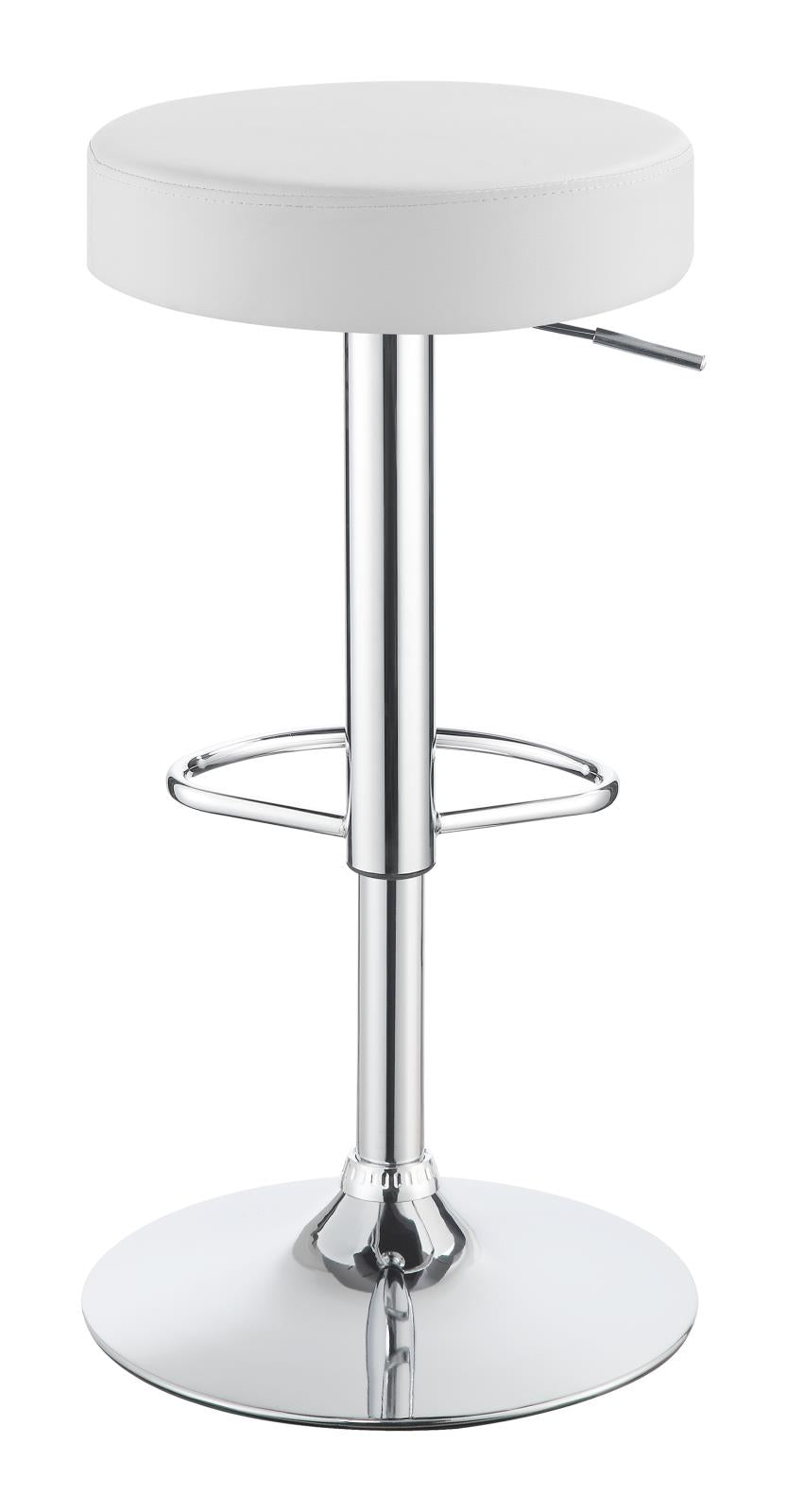 Ramses Chrome/White 29" Adjustable Bar Stool - 102550 - Bien Home Furniture & Electronics