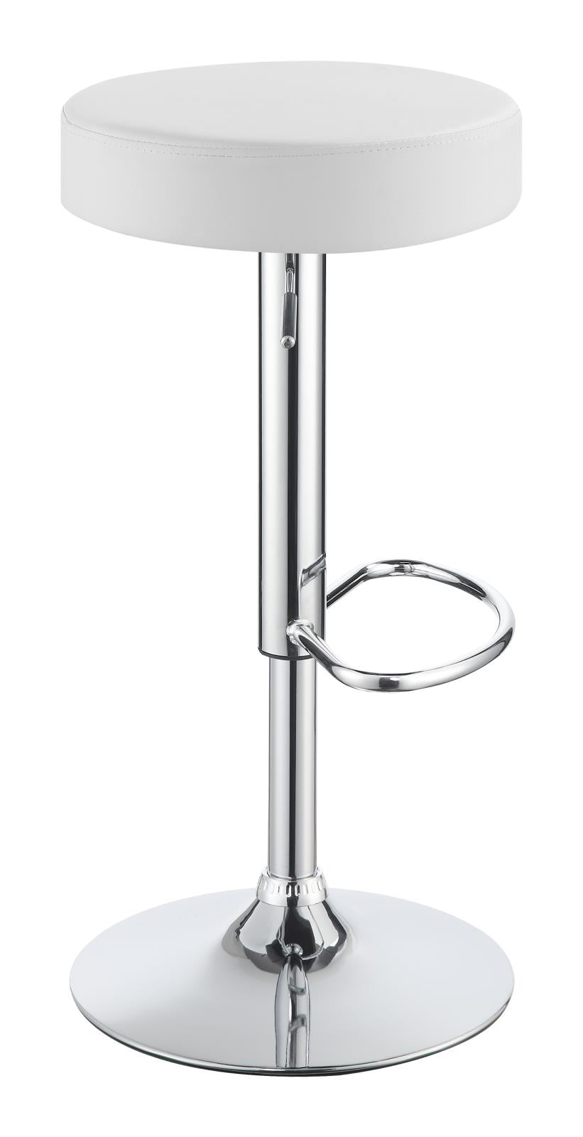 Ramses Chrome/White 29" Adjustable Bar Stool - 102550 - Bien Home Furniture & Electronics