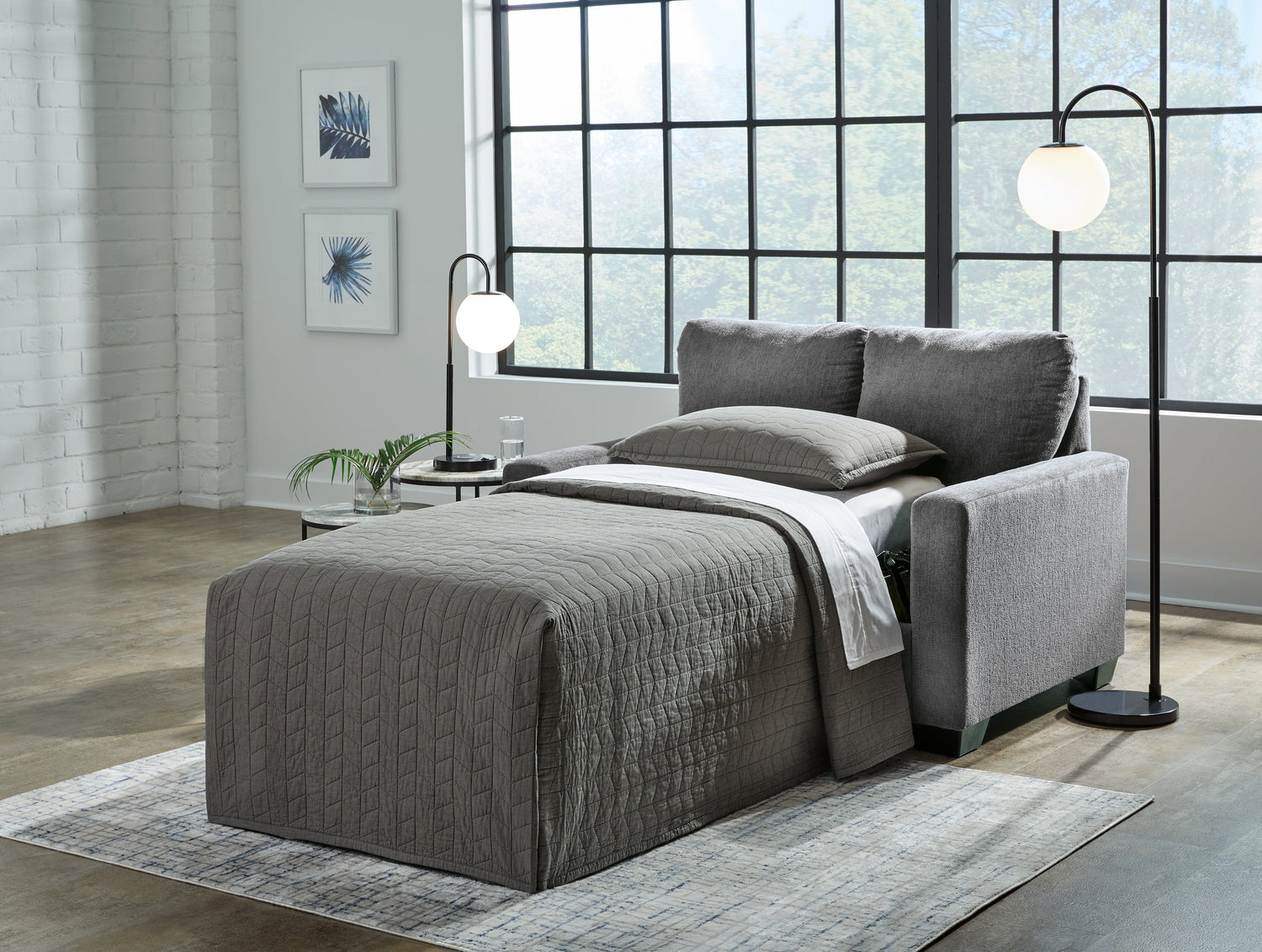 Rannis Pewter Twin Sofa Sleeper - 5360237 - Bien Home Furniture & Electronics