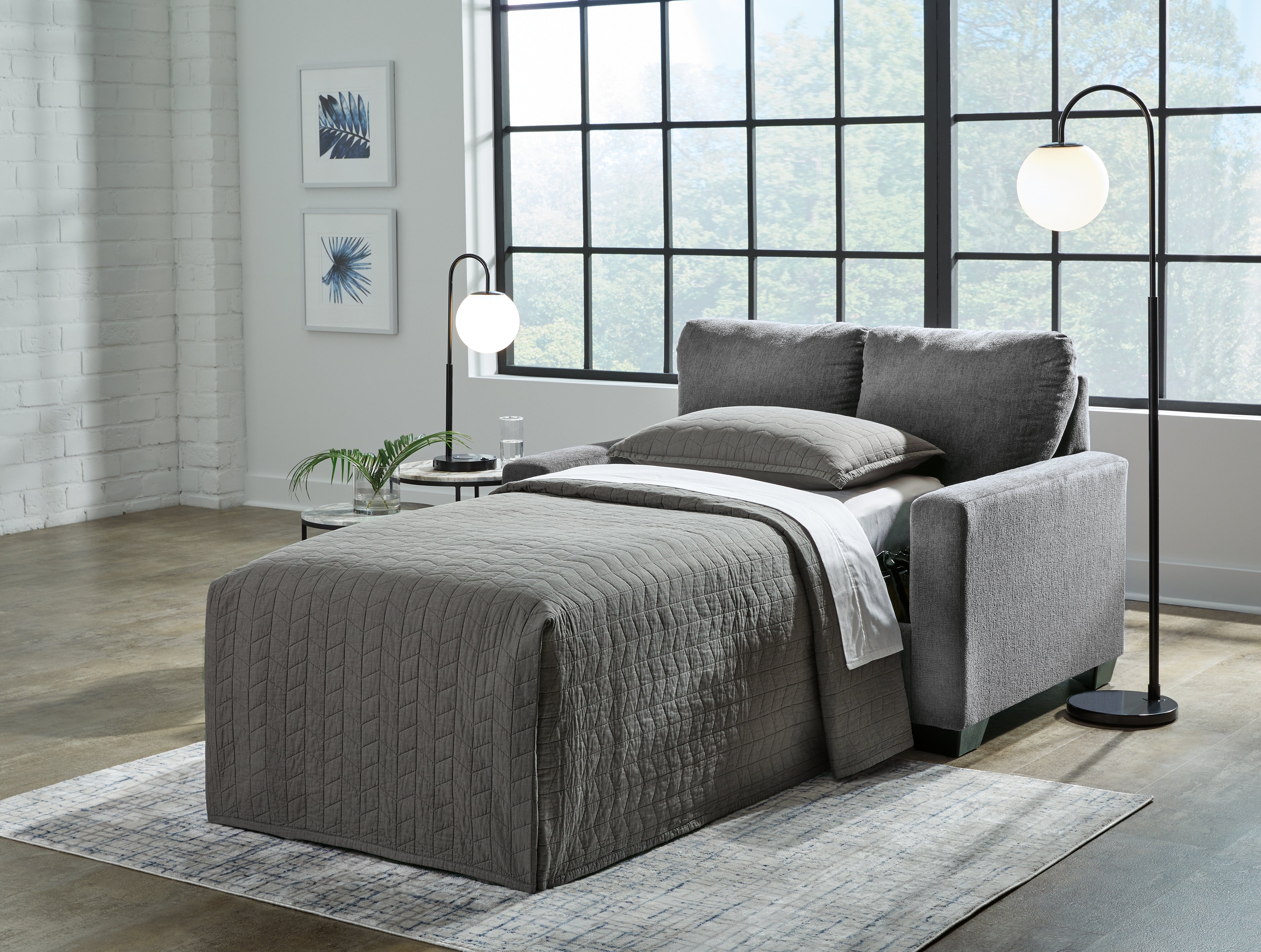 Rannis Pewter Twin Sofa Sleeper - 5360237 - Bien Home Furniture & Electronics