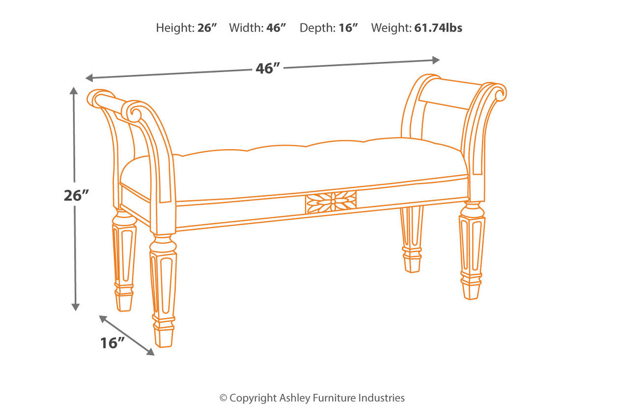 Realyn Antique White Accent Bench - A3000157 - Bien Home Furniture & Electronics