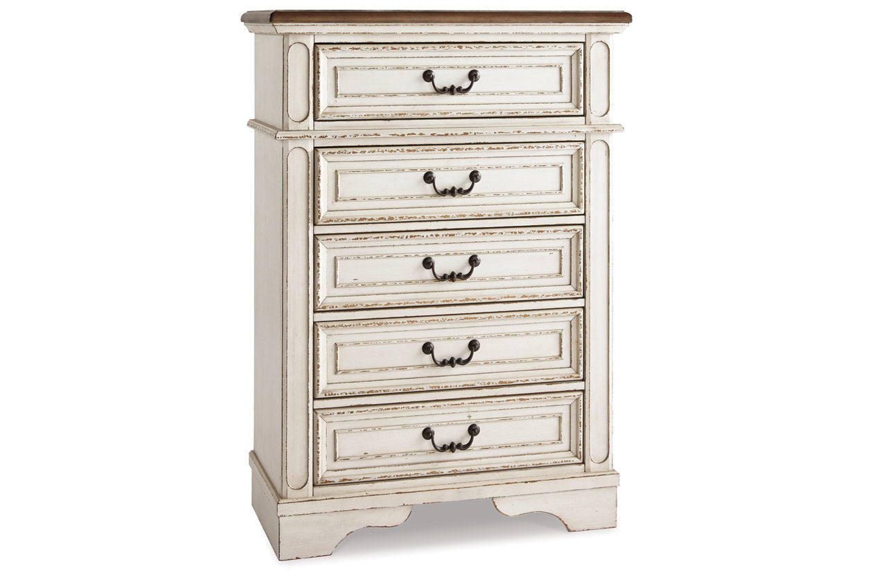 Realyn Chipped White Chest of Drawers - B743-45 - Bien Home Furniture &amp; Electronics