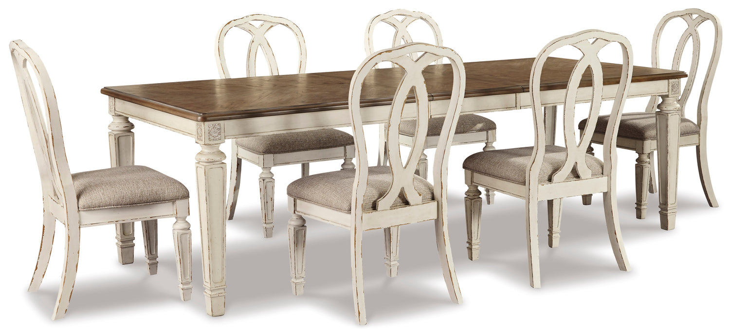 Realyn Chipped White Extendable Ribbon Dining Set - SET | D743-45 | D743-02(2) - Bien Home Furniture & Electronics