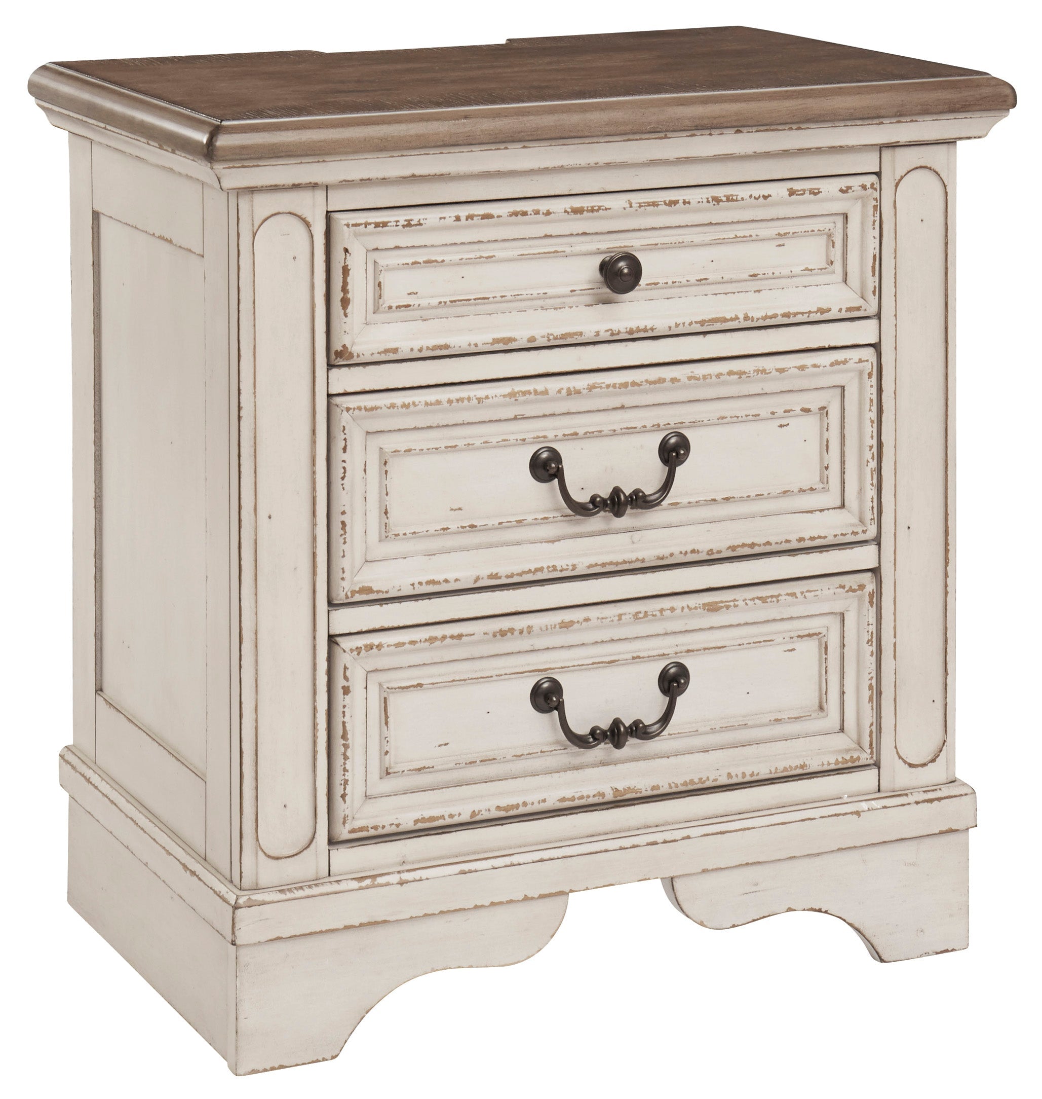 Realyn Chipped White Footboard Storage Platform Bedroom Set - SET | B743-54S | B743-57 | B743-196 | B743-93 | B743-46 - Bien Home Furniture & Electronics