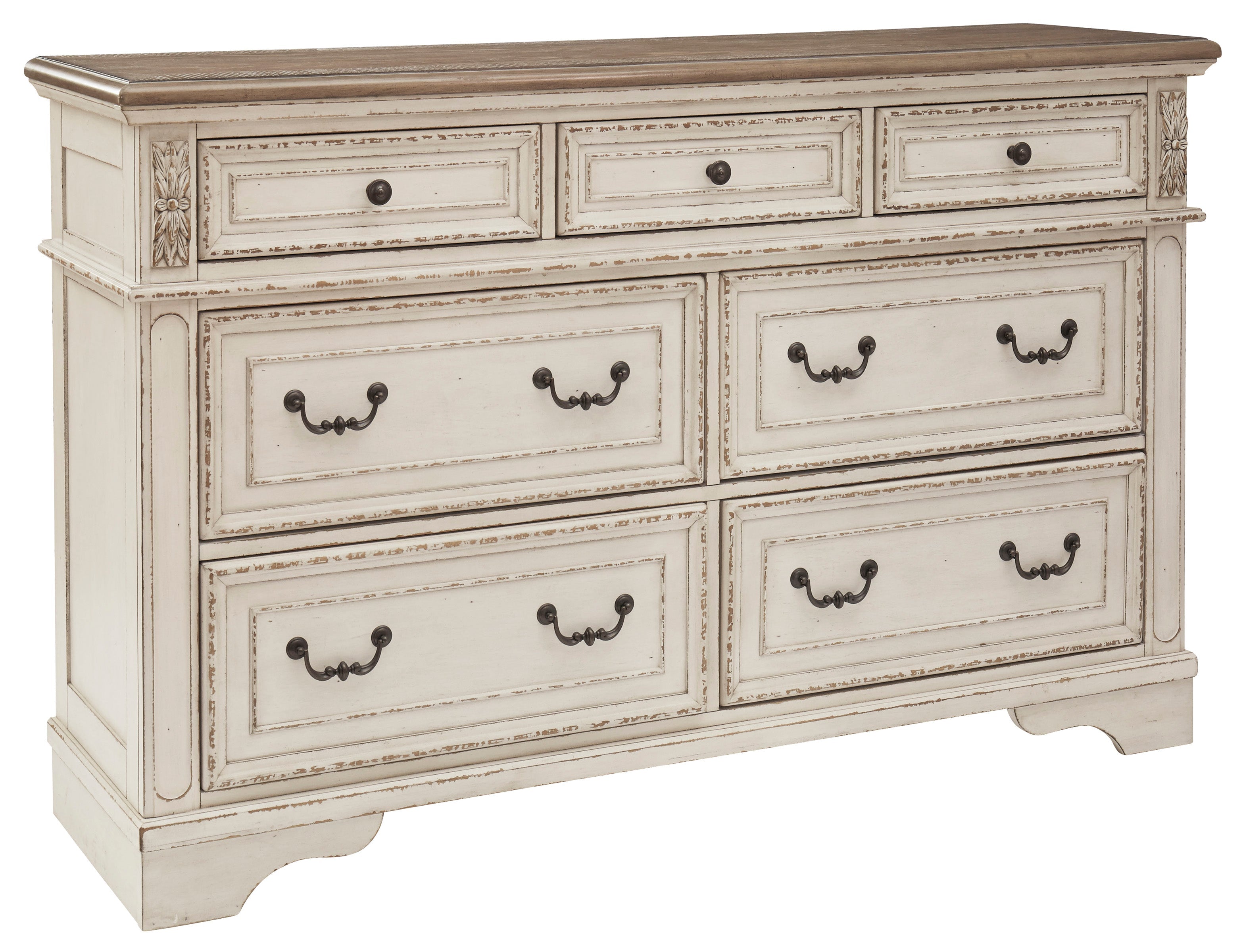 Realyn Chipped White Footboard Storage Platform Bedroom Set - SET | B743-54S | B743-57 | B743-196 | B743-93 | B743-46 - Bien Home Furniture & Electronics