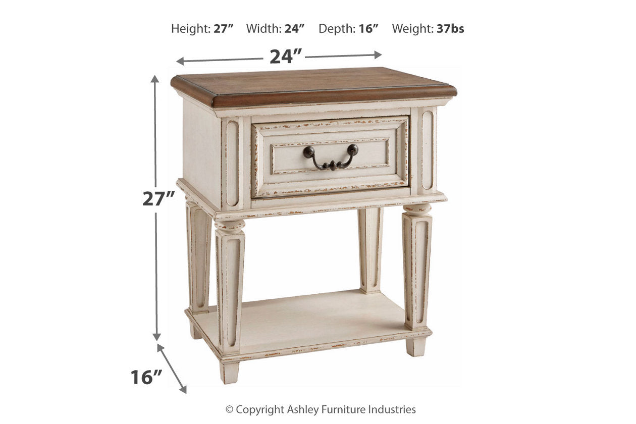 Realyn Chipped White Nightstand - B743-91 - Bien Home Furniture &amp; Electronics