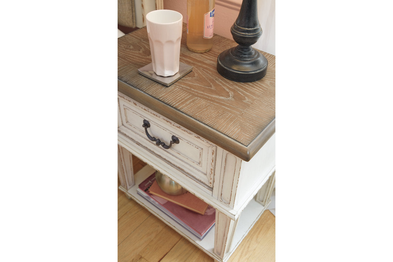 Realyn Chipped White Nightstand - B743-91 - Bien Home Furniture &amp; Electronics