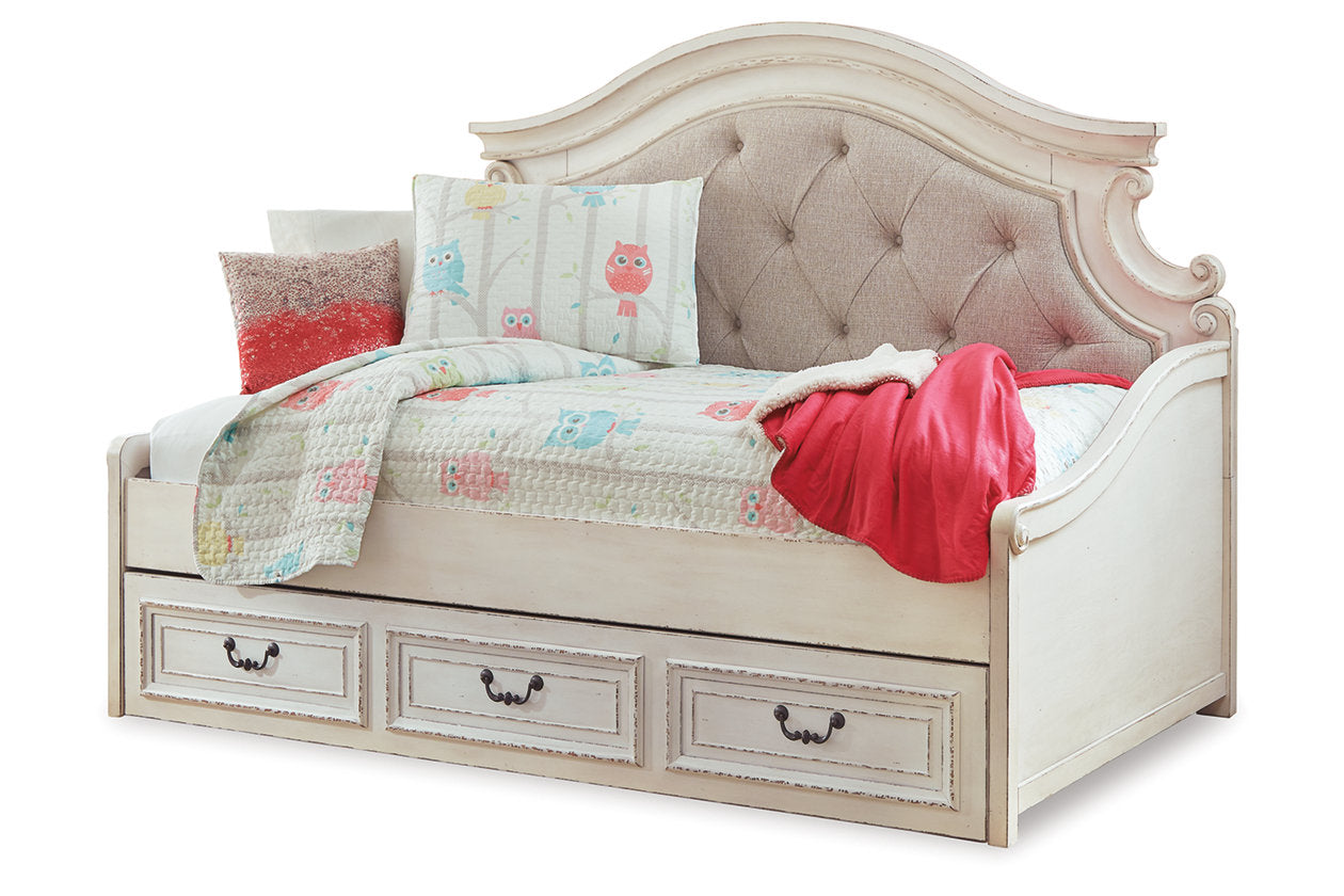 Realyn Chipped White Twin Daybed with 1 Large Storage Drawer - SET | B743-80 | B743-60 - Bien Home Furniture & Electronics