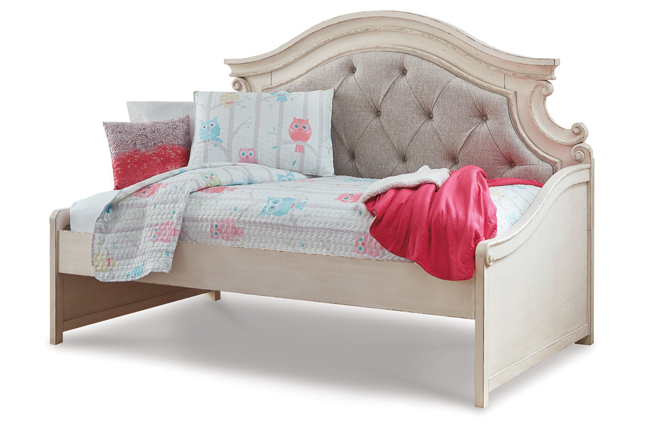 Realyn Chipped White Twin Daybed with 1 Large Storage Drawer - SET | B743-80 | B743-60 - Bien Home Furniture & Electronics