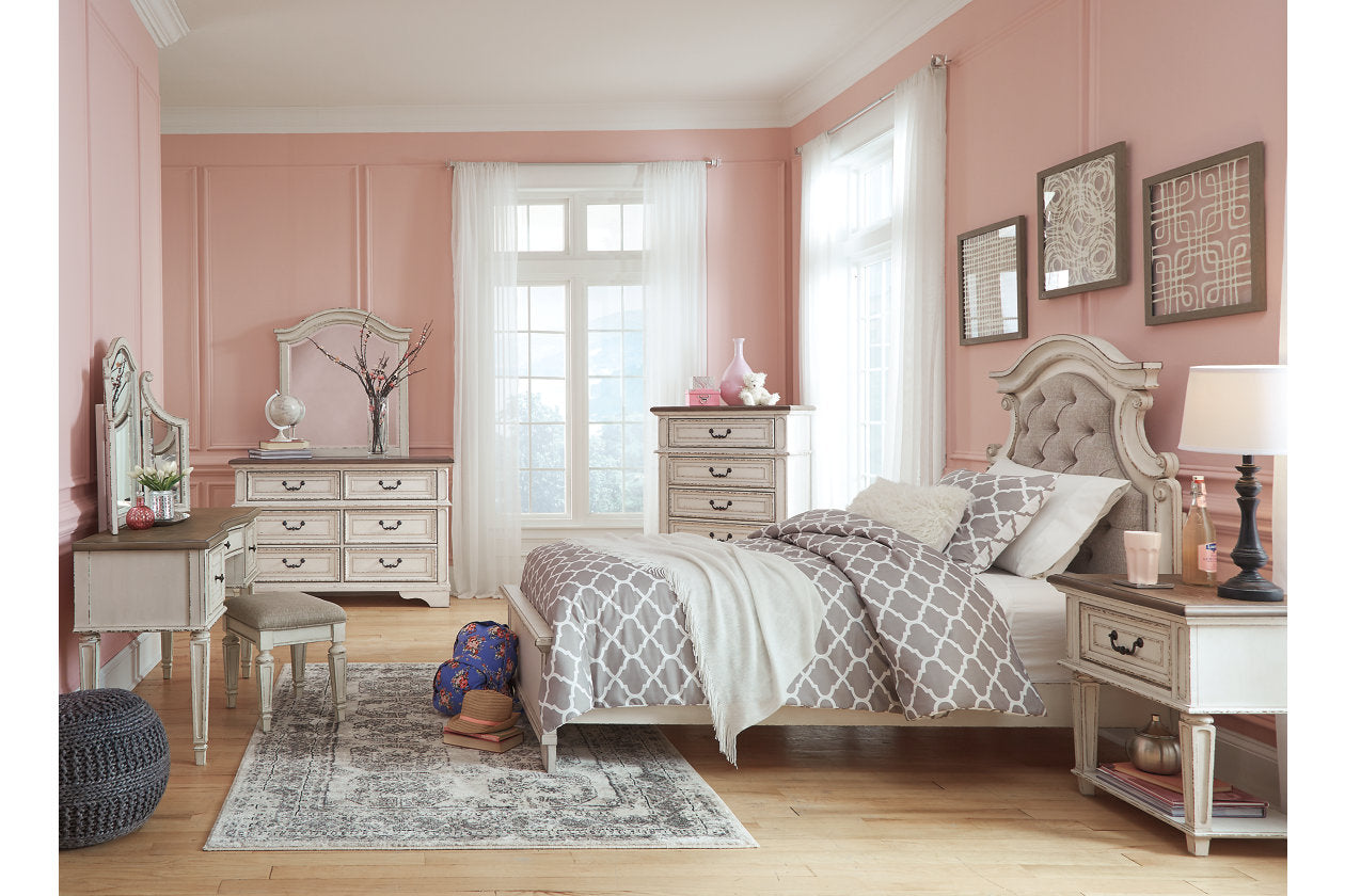 Realyn Chipped White Twin Panel Bed - SET | B743-52 | B743-53 | B743-83 - Bien Home Furniture & Electronics