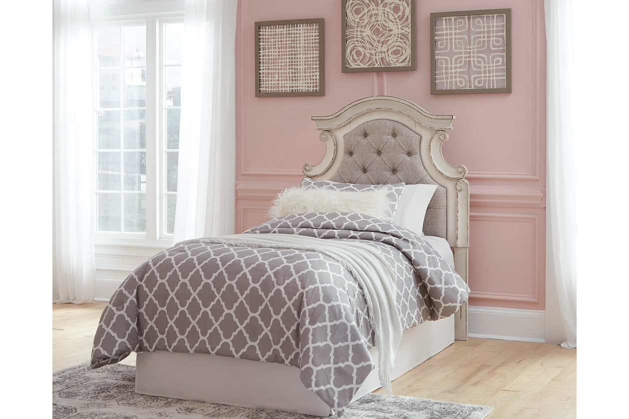 Realyn Chipped White Twin Upholstered Panel Headboard - B743-53 - Bien Home Furniture & Electronics