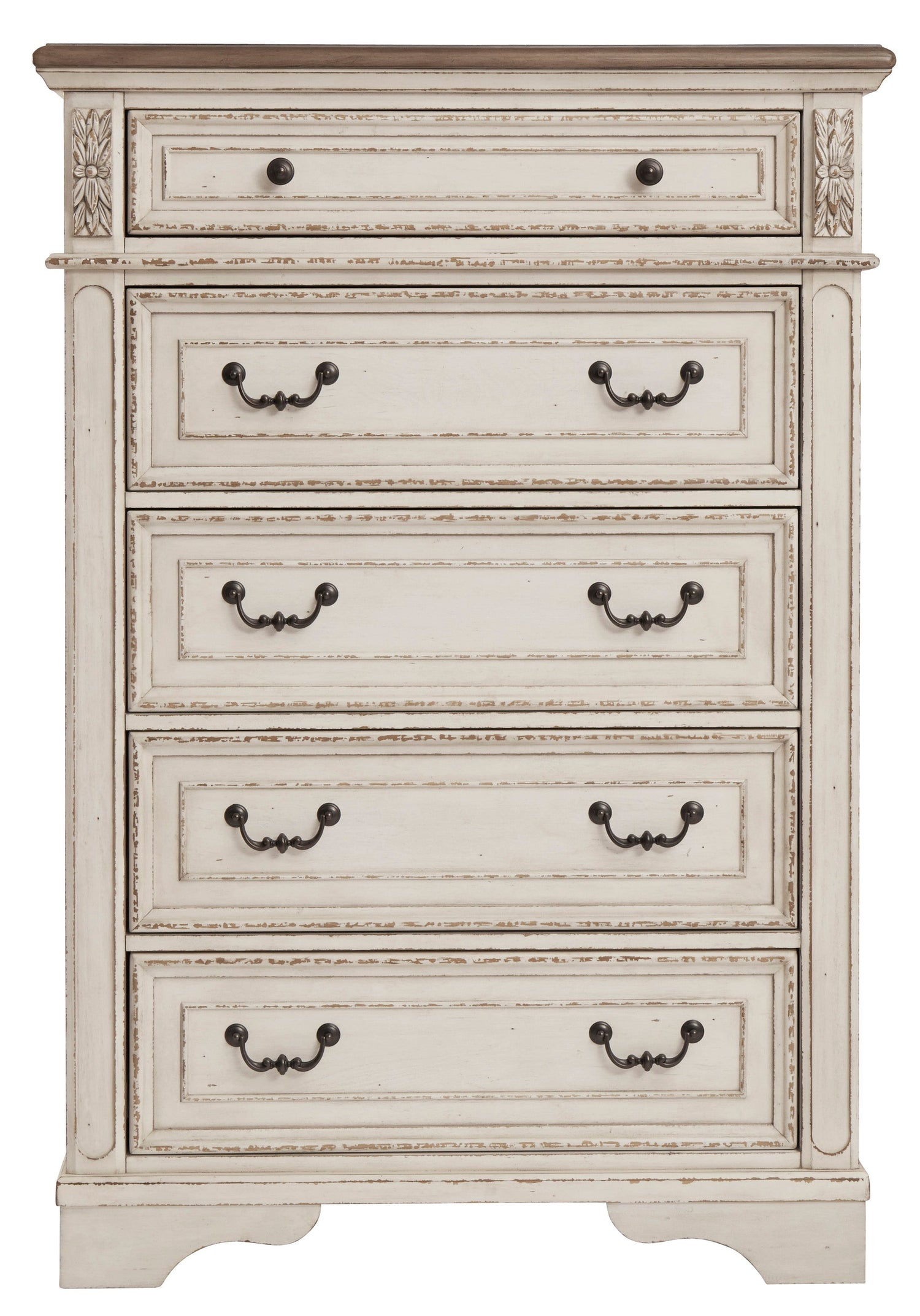 Realyn Chipped White Upholstered Panel Bedroom Set - SET | B743-54 | B743-57 | B743-96 | B743-31 | B743-36 - Bien Home Furniture & Electronics