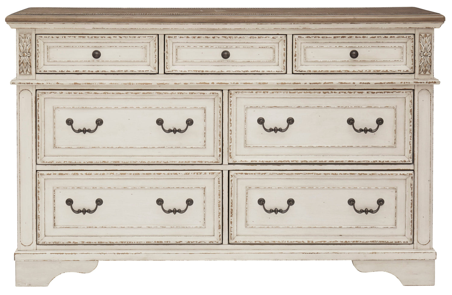 Realyn Chipped White Upholstered Panel Bedroom Set - SET | B743-54 | B743-57 | B743-96 | B743-31 | B743-36 - Bien Home Furniture & Electronics
