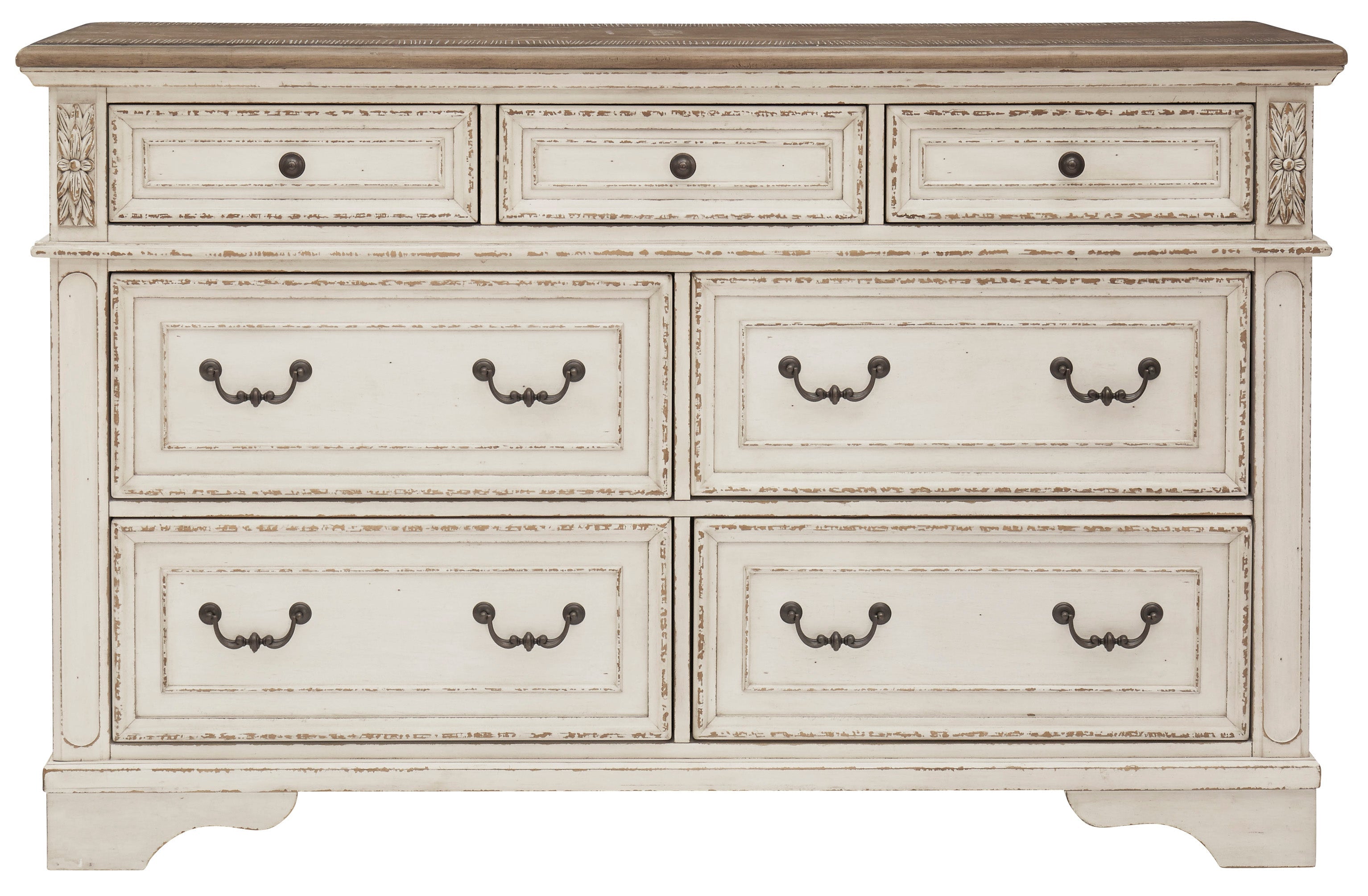 Realyn Chipped White Upholstered Panel Bedroom Set - SET | B743-54 | B743-57 | B743-96 | B743-31 | B743-36 - Bien Home Furniture & Electronics