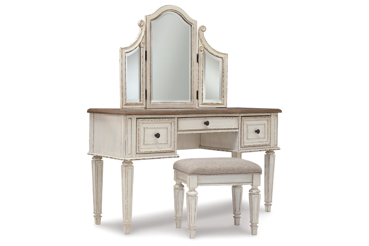 Realyn Two-tone Vanity and Mirror with Stool - B743-22 - Bien Home Furniture & Electronics