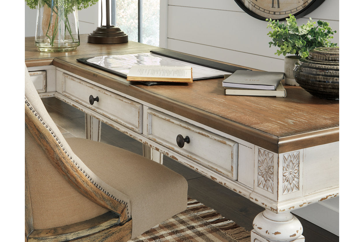 Realyn White/Brown 2-Piece Home Office Desk - SET | H743-34 | H743-34R - Bien Home Furniture & Electronics