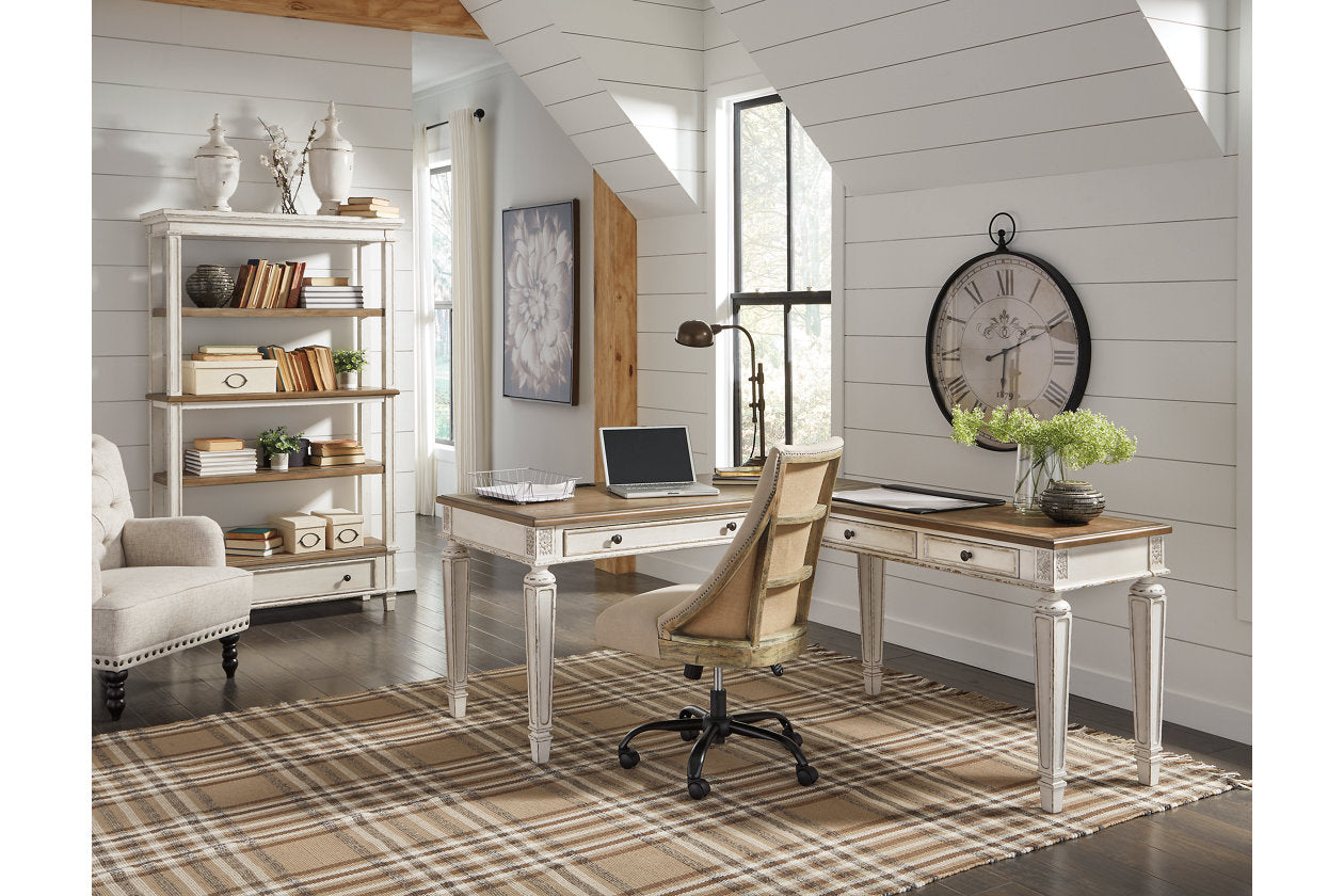Realyn White/Brown 2-Piece Home Office Desk - SET | H743-34 | H743-34R - Bien Home Furniture & Electronics