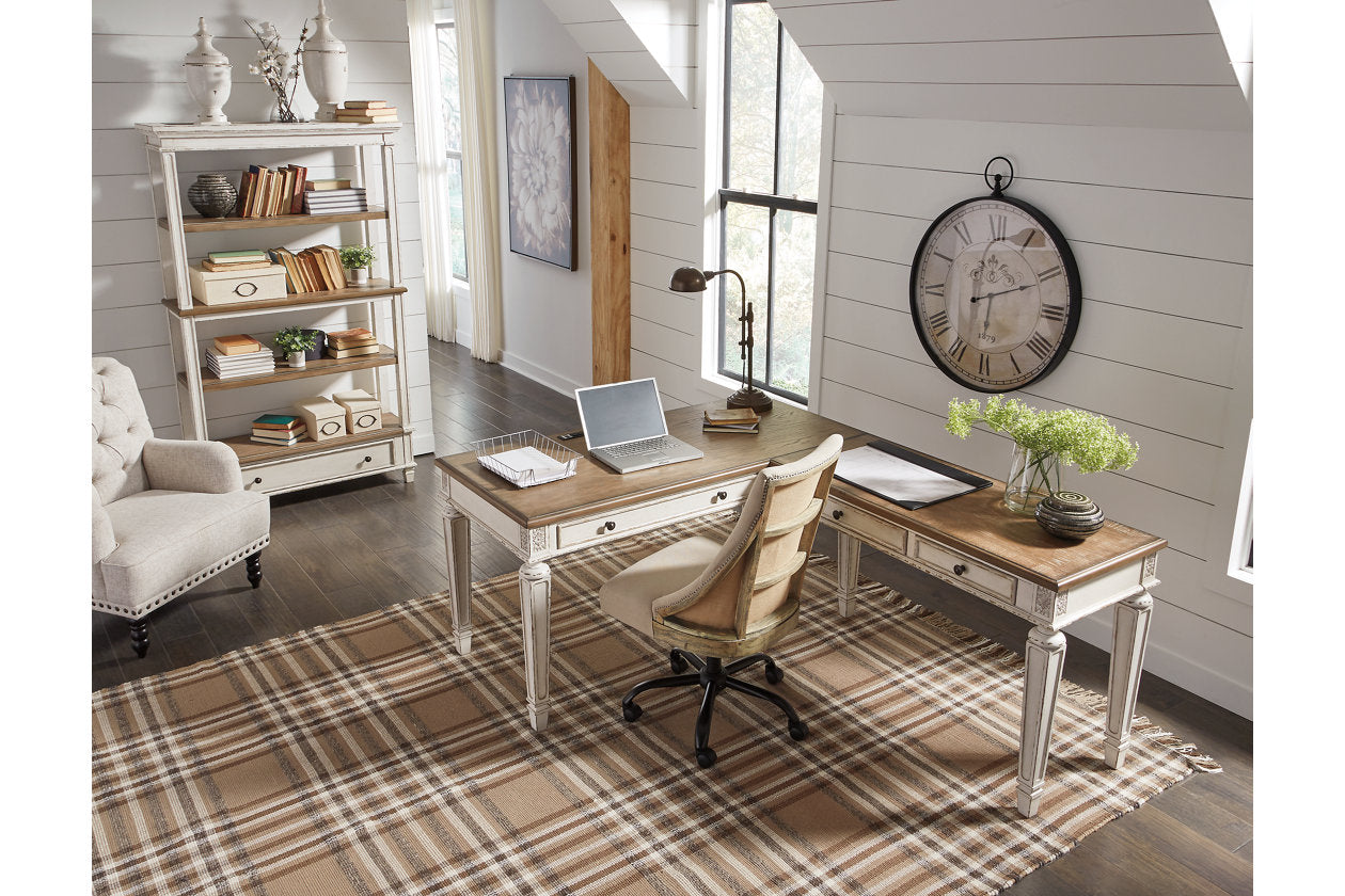Realyn White/Brown 2-Piece Home Office Desk - SET | H743-34 | H743-34R - Bien Home Furniture & Electronics