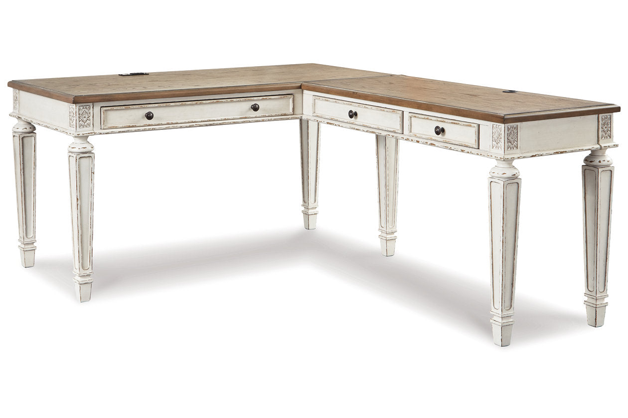 Realyn White/Brown 2-Piece Home Office Desk - SET | H743-34 | H743-34R - Bien Home Furniture & Electronics