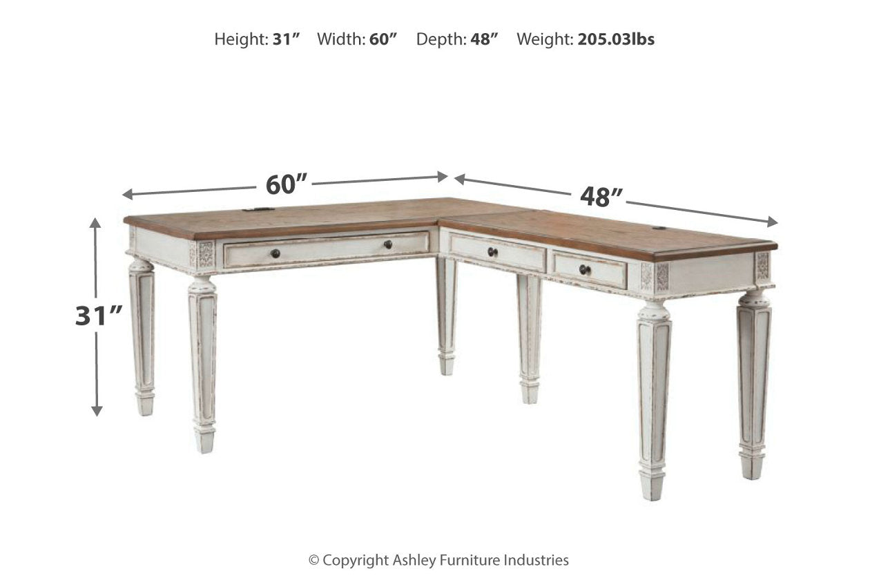 Realyn White/Brown 2-Piece Home Office Desk - SET | H743-34 | H743-34R - Bien Home Furniture & Electronics