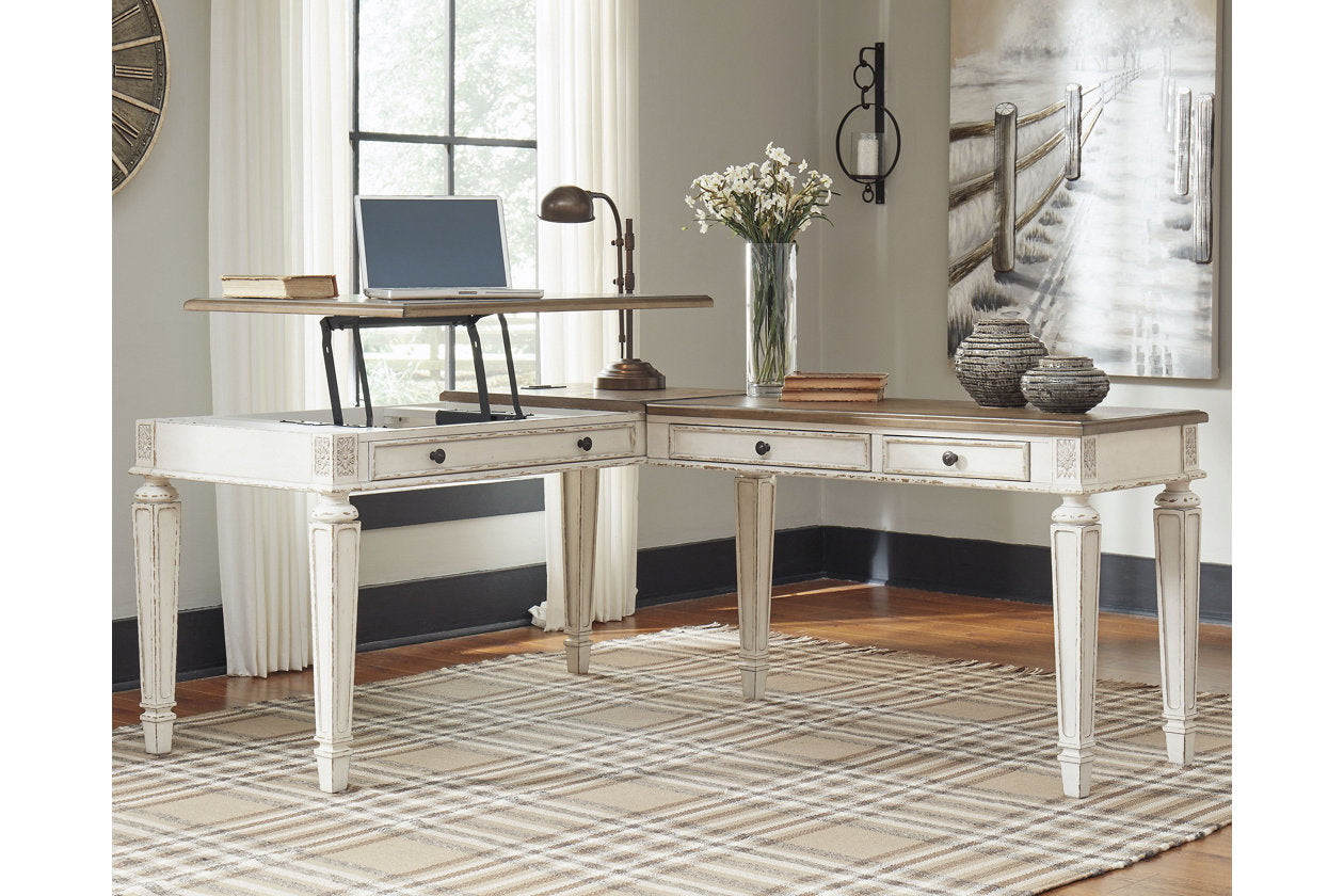 Realyn White/Brown 2-Piece Home Office Lift Top Desk - SET | H743-34R | H743-134 - Bien Home Furniture & Electronics