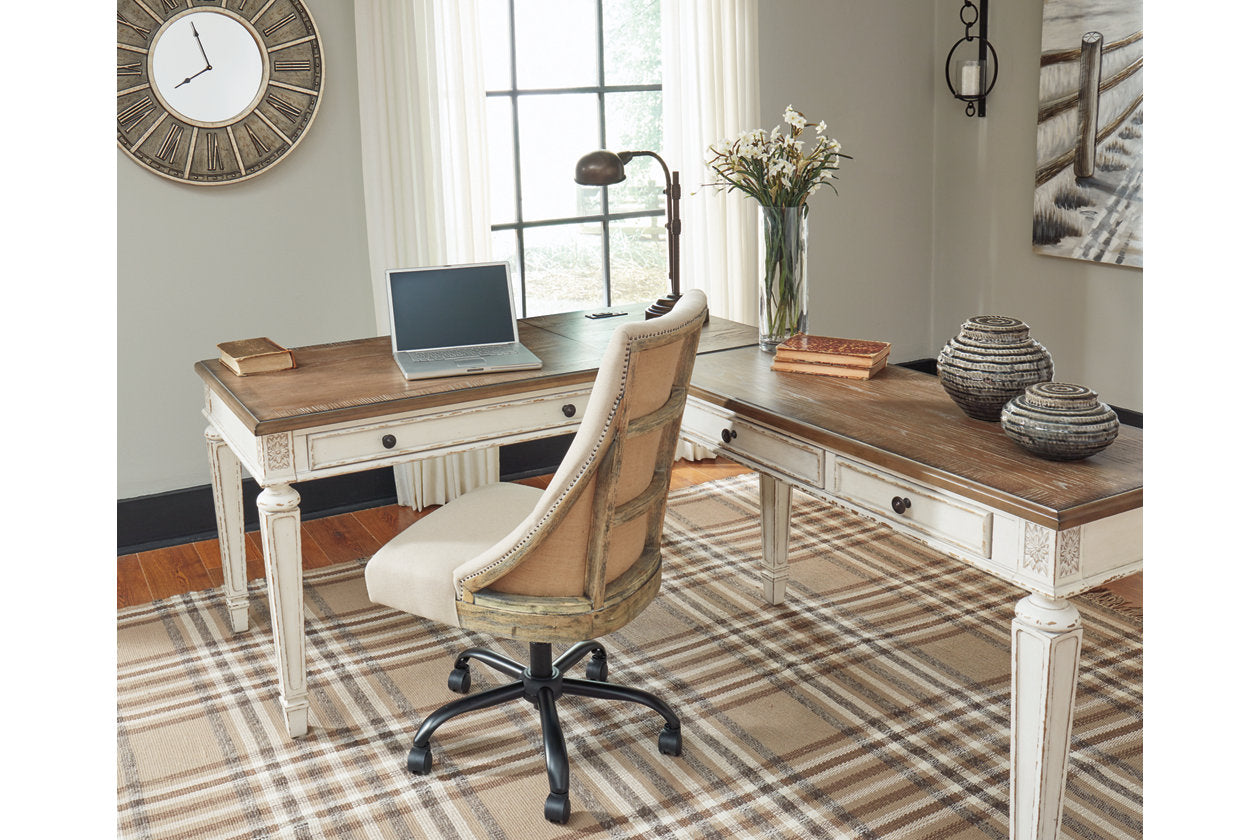 Realyn White/Brown 2-Piece Home Office Lift Top Desk - SET | H743-34R | H743-134 - Bien Home Furniture & Electronics