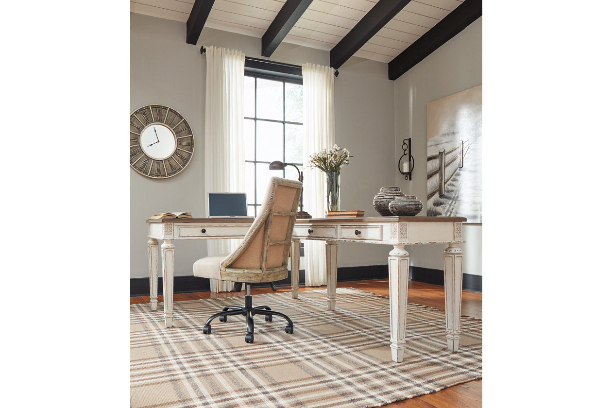 Realyn White/Brown 2-Piece Home Office Lift Top Desk - SET | H743-34R | H743-134 - Bien Home Furniture & Electronics