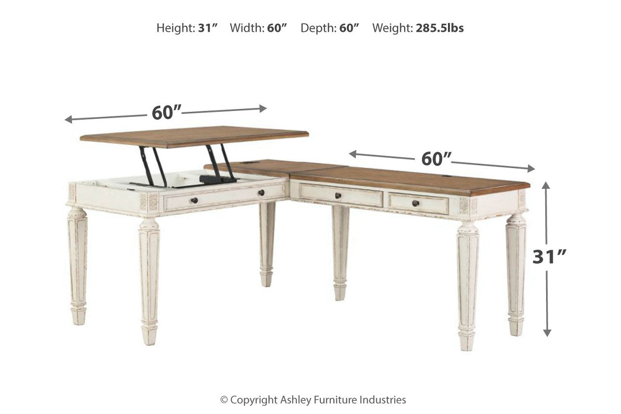 Realyn White/Brown 2-Piece Home Office Lift Top Desk - SET | H743-34R | H743-134 - Bien Home Furniture & Electronics