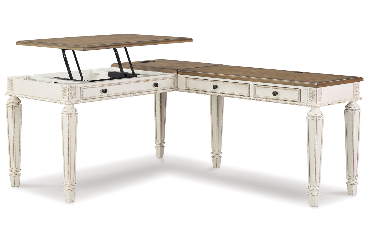 Realyn White/Brown 2-Piece Home Office Lift Top Desk - SET | H743-34R | H743-134 - Bien Home Furniture & Electronics