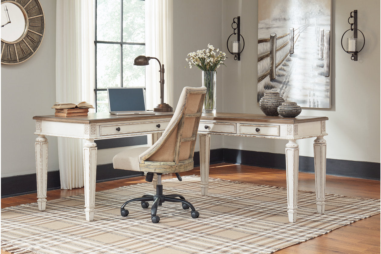 Realyn White/Brown 2-Piece Home Office Lift Top Desk - SET | H743-34R | H743-134 - Bien Home Furniture & Electronics