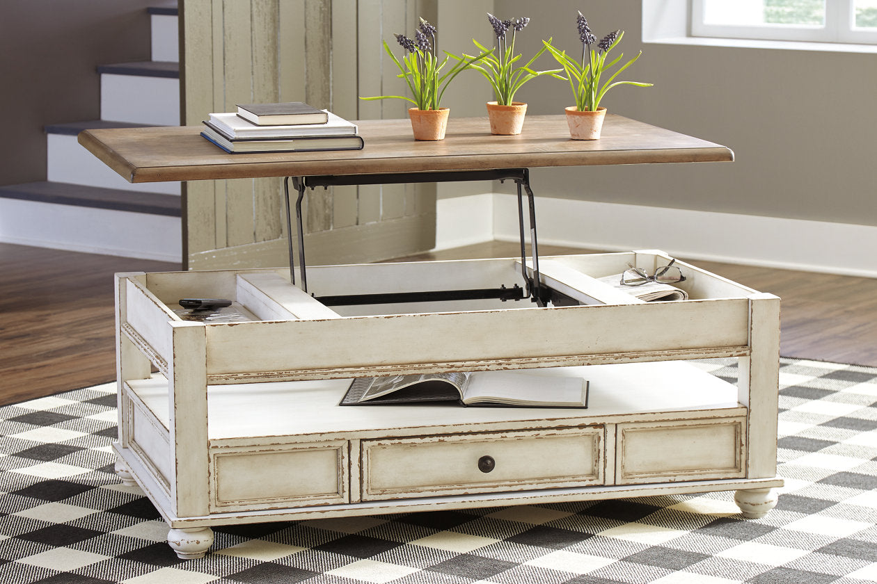 Realyn White/Brown Coffee Table with Lift Top - T523-9 - Bien Home Furniture & Electronics