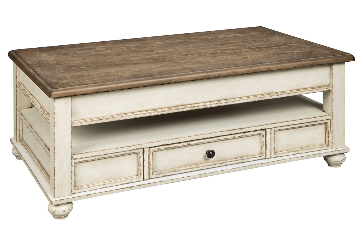Realyn White/Brown Coffee Table with Lift Top - T523-9 - Bien Home Furniture & Electronics