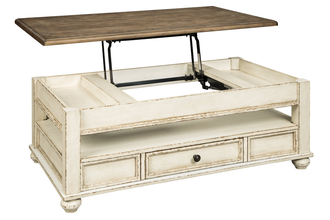 Realyn White/Brown Coffee Table with Lift Top - T523-9 - Bien Home Furniture & Electronics