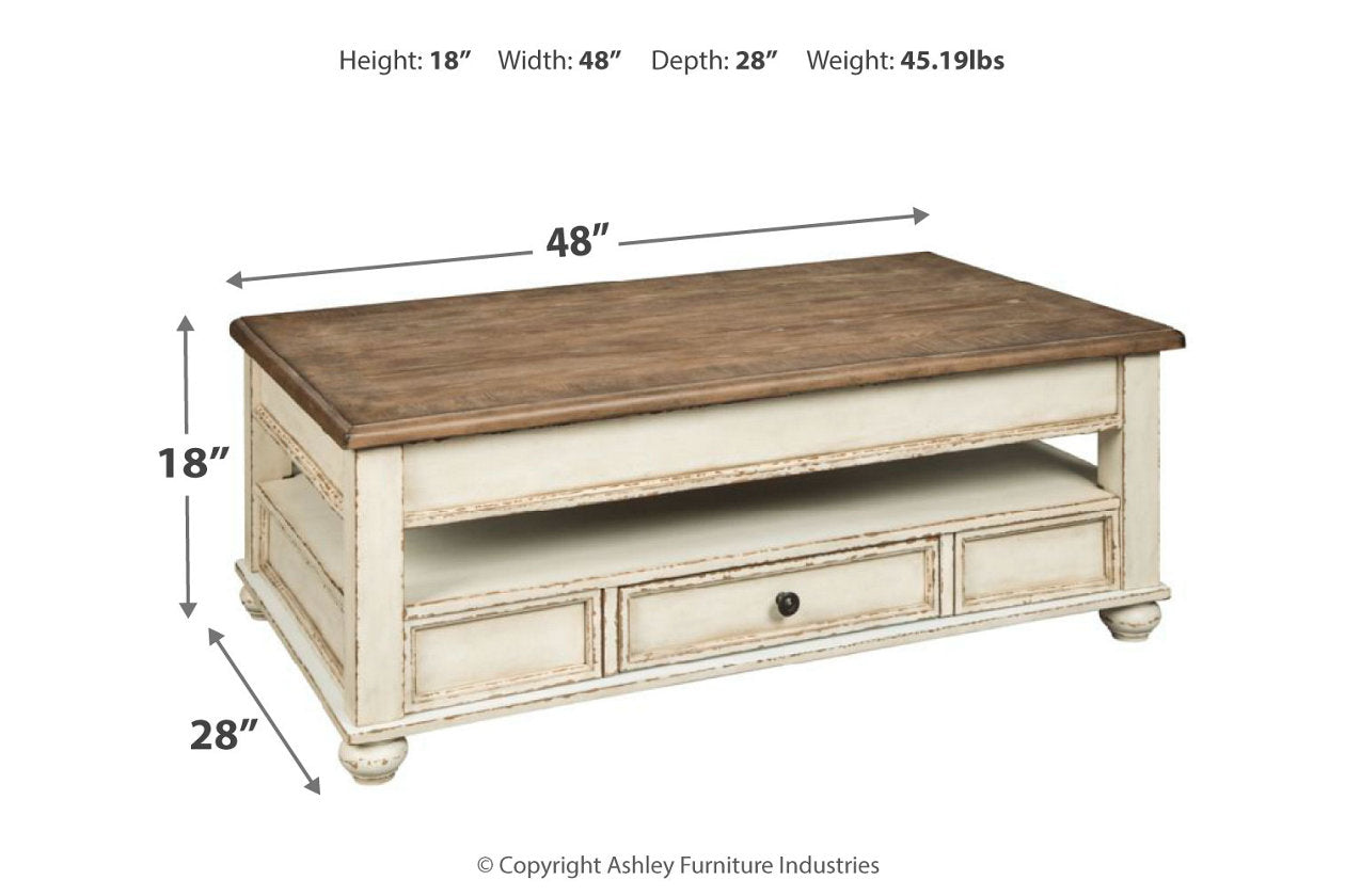 Realyn White/Brown Coffee Table with Lift Top - T523-9 - Bien Home Furniture & Electronics