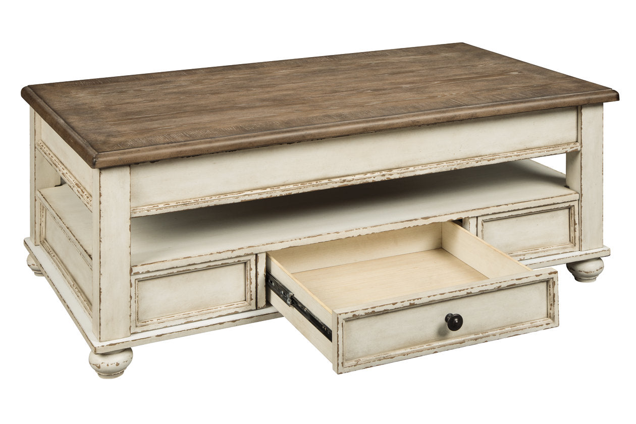 Realyn White/Brown Coffee Table with Lift Top - T523-9 - Bien Home Furniture & Electronics