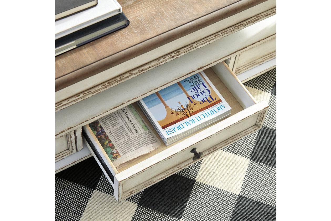 Realyn White/Brown Coffee Table with Lift Top - T523-9 - Bien Home Furniture & Electronics
