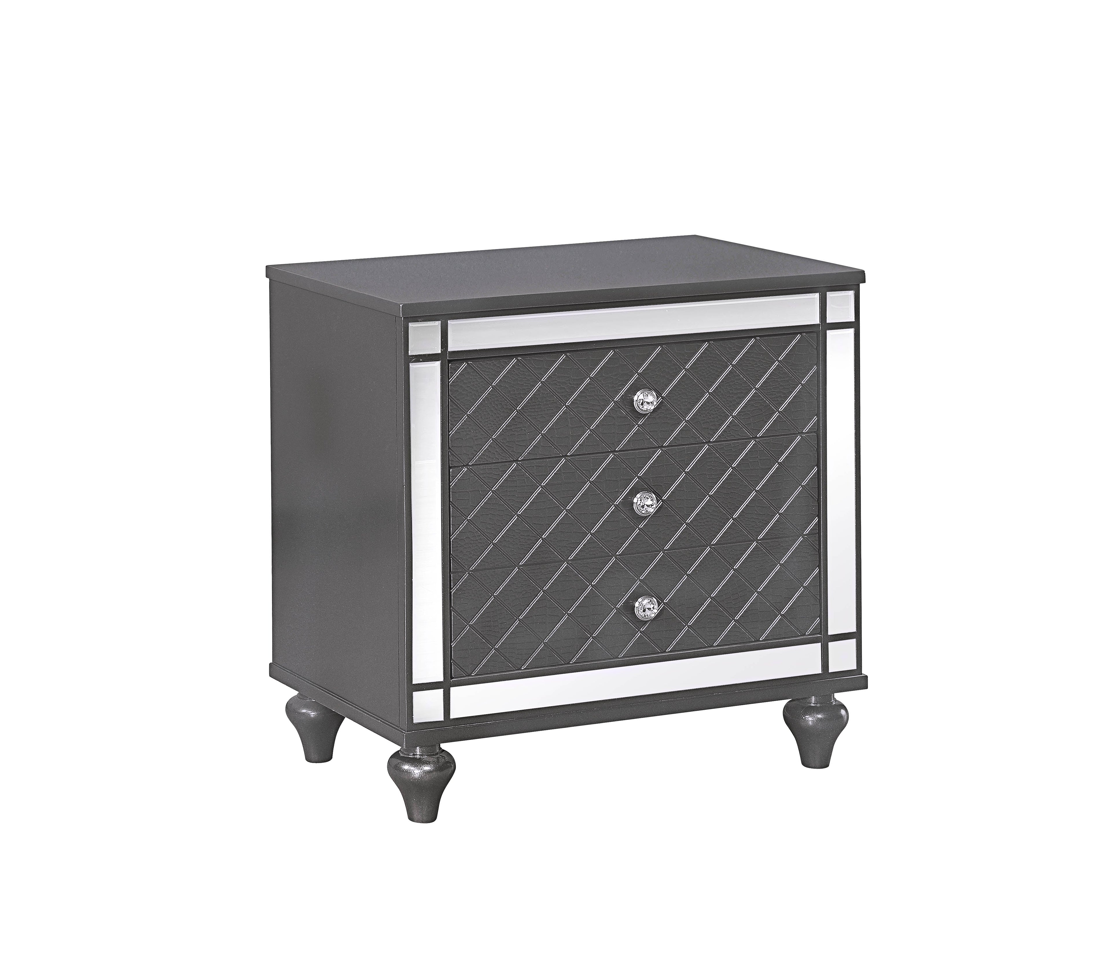Refino Gray LED Upholstered Panel Bedroom Set - SET | B1670-K-HB | B1670-K-FB | B1670-KQ-RAIL | B1670-1 | B1670-11 | B1670-2 | B1670-4 - Bien Home Furniture & Electronics