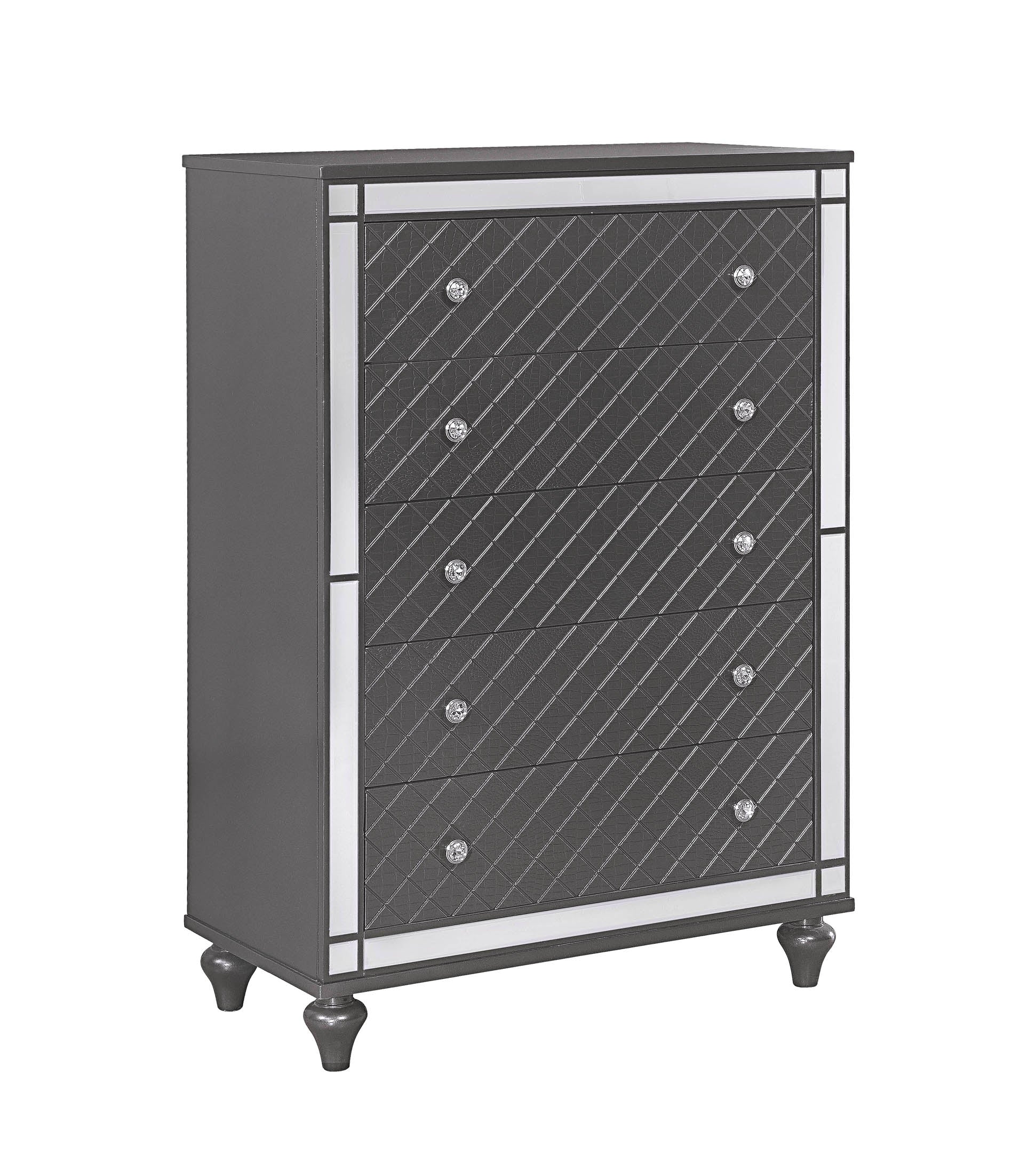Refino Gray LED Upholstered Panel Bedroom Set - SET | B1670-K-HB | B1670-K-FB | B1670-KQ-RAIL | B1670-1 | B1670-11 | B1670-2 | B1670-4 - Bien Home Furniture & Electronics