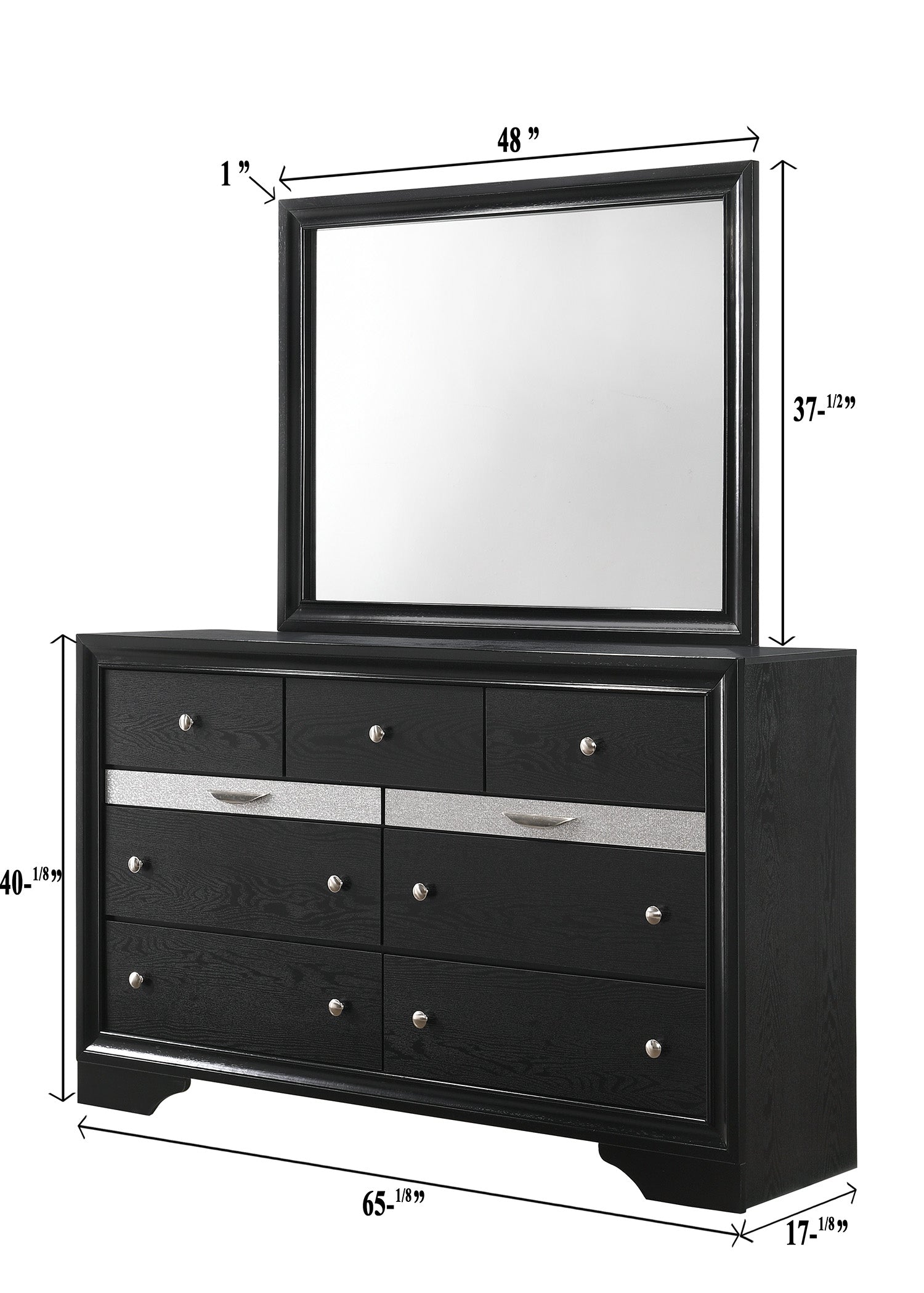 Regata Black/Silver Bedroom Mirror (Mirror Only) - B4670-11 - Bien Home Furniture & Electronics