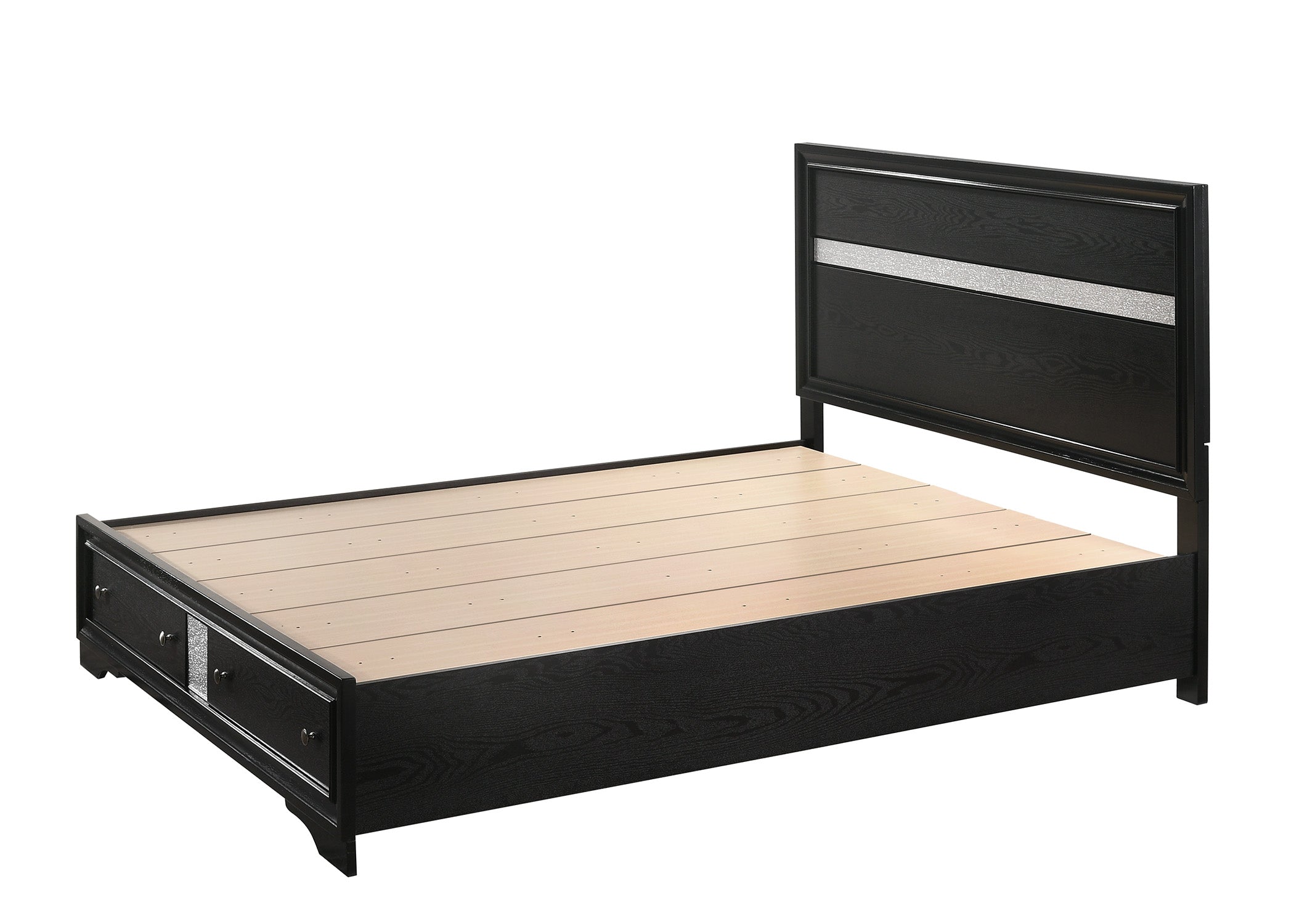 Regata Black/Silver Queen Storage Platform Bed - SET | B4670-Q-HBFB | B4670-Q-RAIL | B4670-KQ-DRW - Bien Home Furniture &amp; Electronics