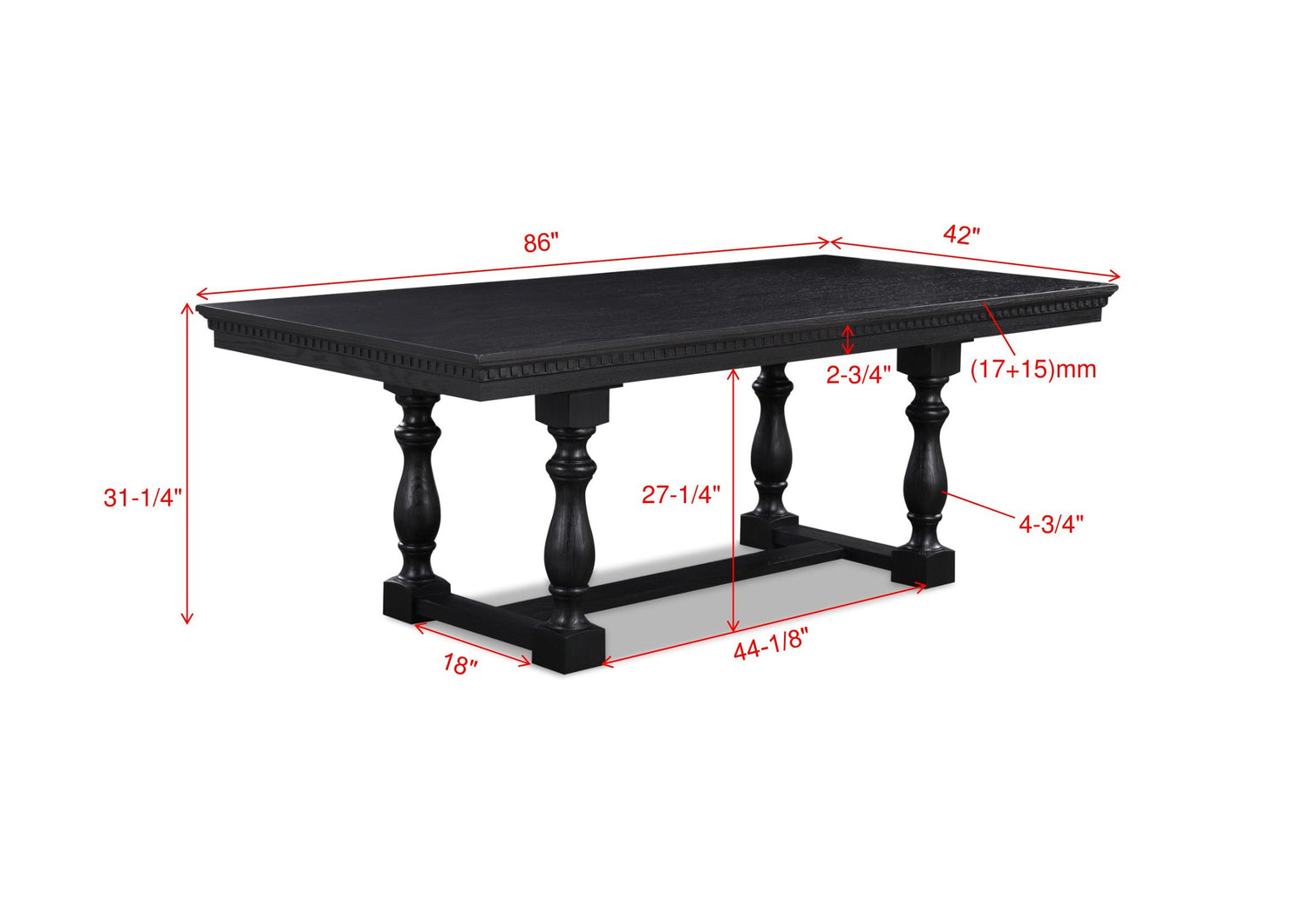 Regent Charcoal Black Dining Table - SET | 2270CLT-4286-BS | 2270CLT-4286-TP - Bien Home Furniture & Electronics