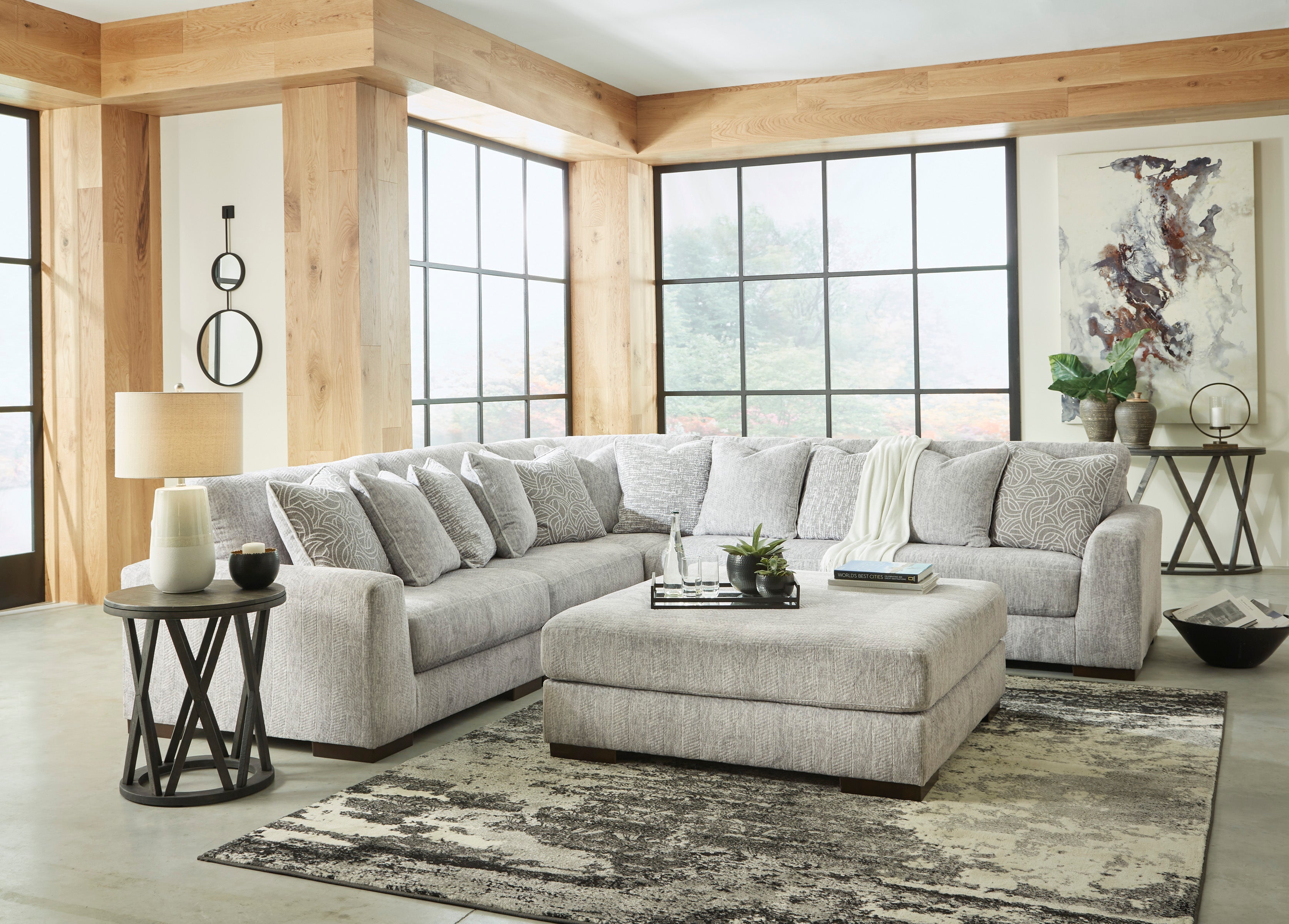 Regent Park Pewter 5-Piece Sectional - SET | 1440464 | 1440465 | 1440477 | 1440446(2) - Bien Home Furniture & Electronics