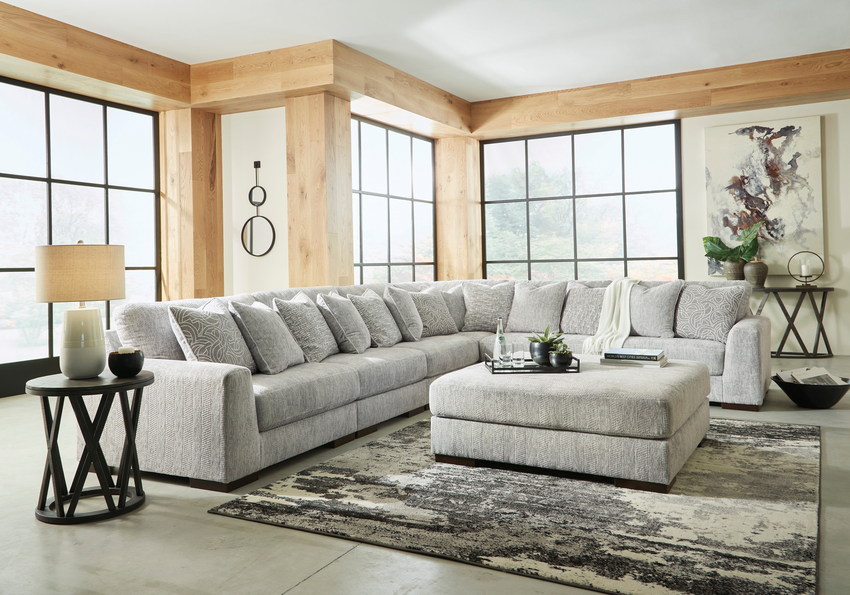 Regent Park Pewter 6-Piece Sectional - SET | 1440464 | 1440465 | 1440477 | 1440446(3) - Bien Home Furniture & Electronics