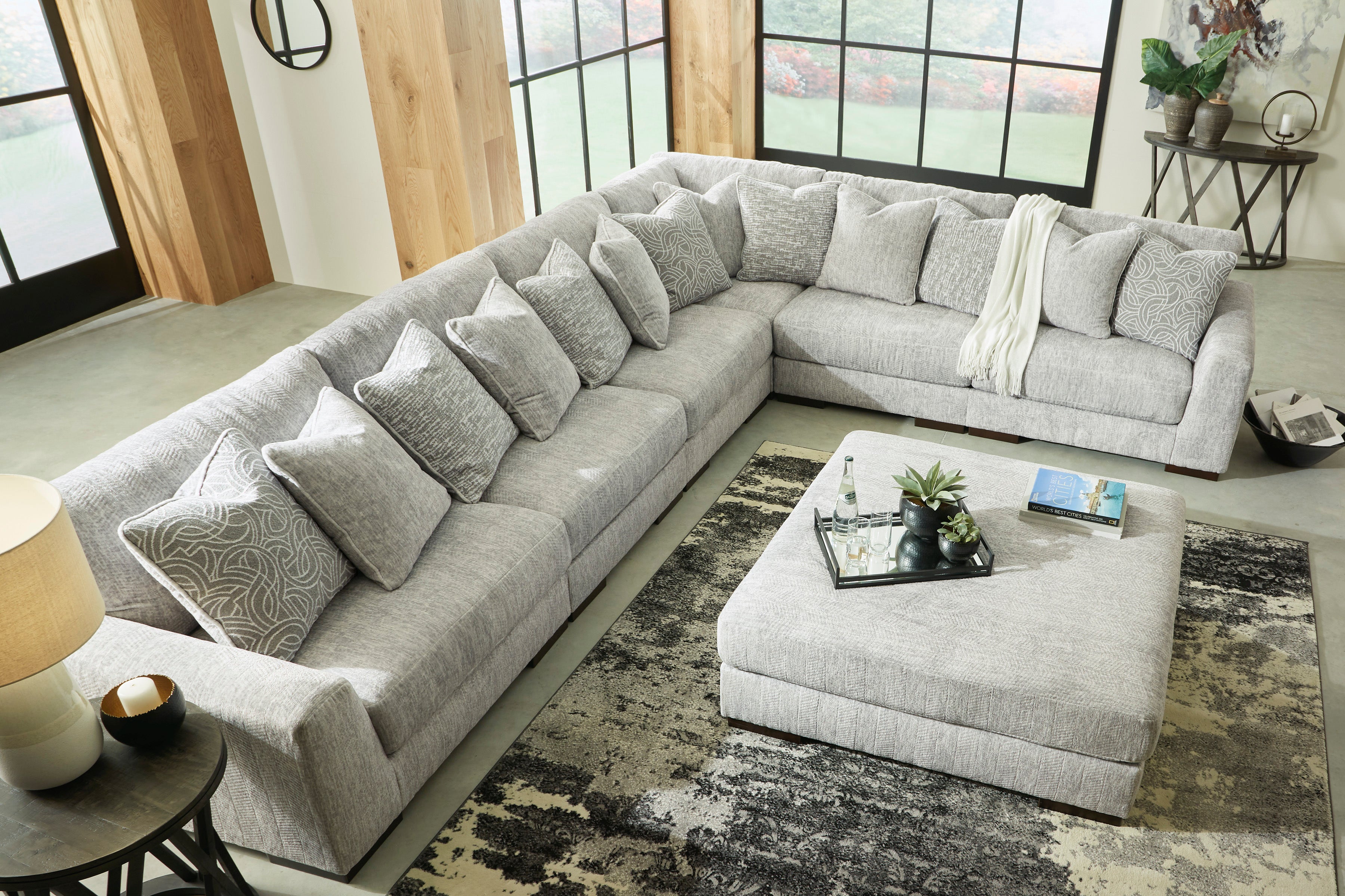 Regent Park Pewter 6-Piece Sectional - SET | 1440464 | 1440465 | 1440477 | 1440446(3) - Bien Home Furniture & Electronics