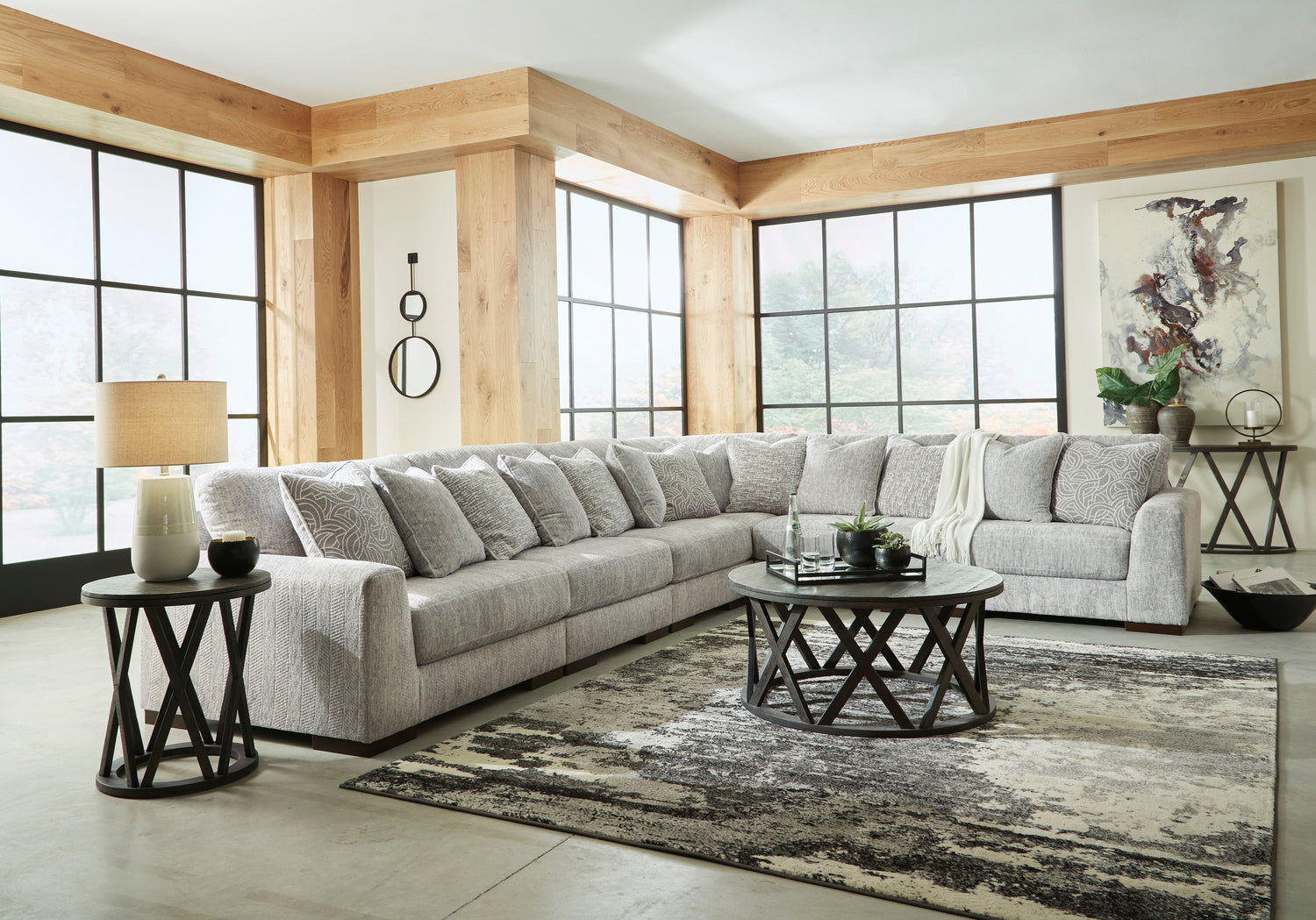 Regent Park Pewter 6-Piece Sectional - SET | 1440464 | 1440465 | 1440477 | 1440446(3) - Bien Home Furniture & Electronics
