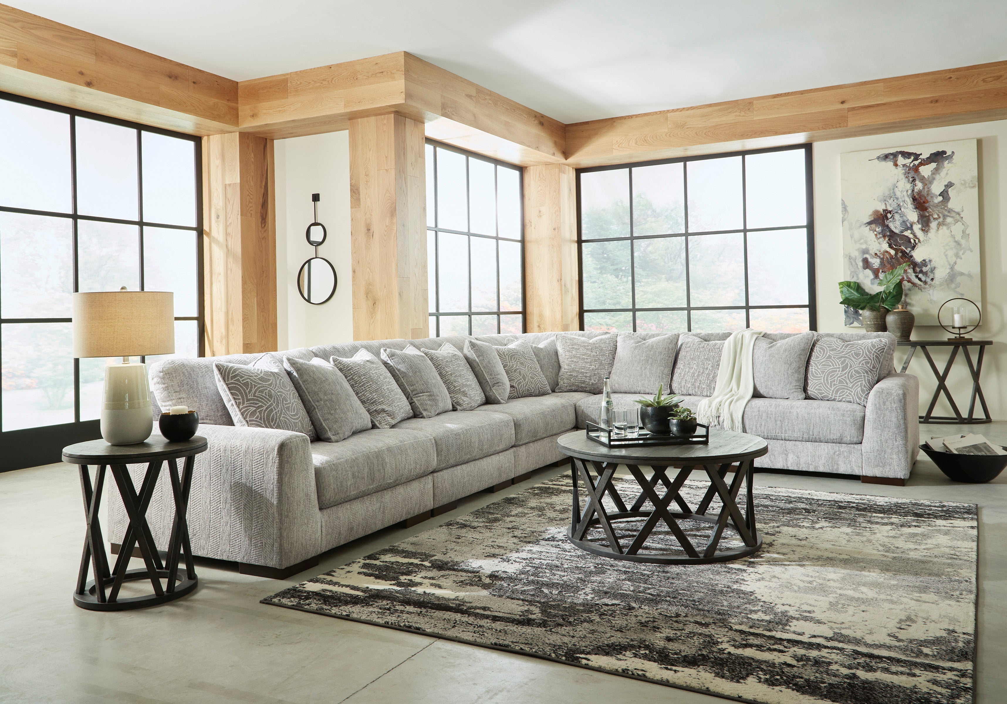 Regent Park Pewter 6-Piece Sectional - SET | 1440464 | 1440465 | 1440477 | 1440446(3) - Bien Home Furniture & Electronics