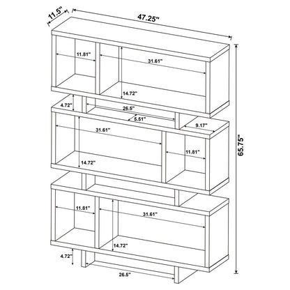 Reid Weathered Gray 3-Tier Geometric Bookcase - 800554 - Bien Home Furniture &amp; Electronics