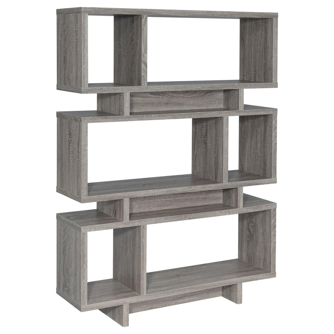 Reid Weathered Gray 3-Tier Geometric Bookcase - 800554 - Bien Home Furniture &amp; Electronics