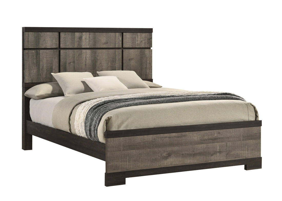 Remington Brown/Gray King Panel Bed - SET | B8160-K-HBFB | B8160-KQ-RAIL | - Bien Home Furniture &amp; Electronics